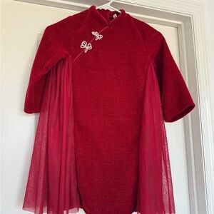 Elegant Red Kids Dress with Butterfly Accents